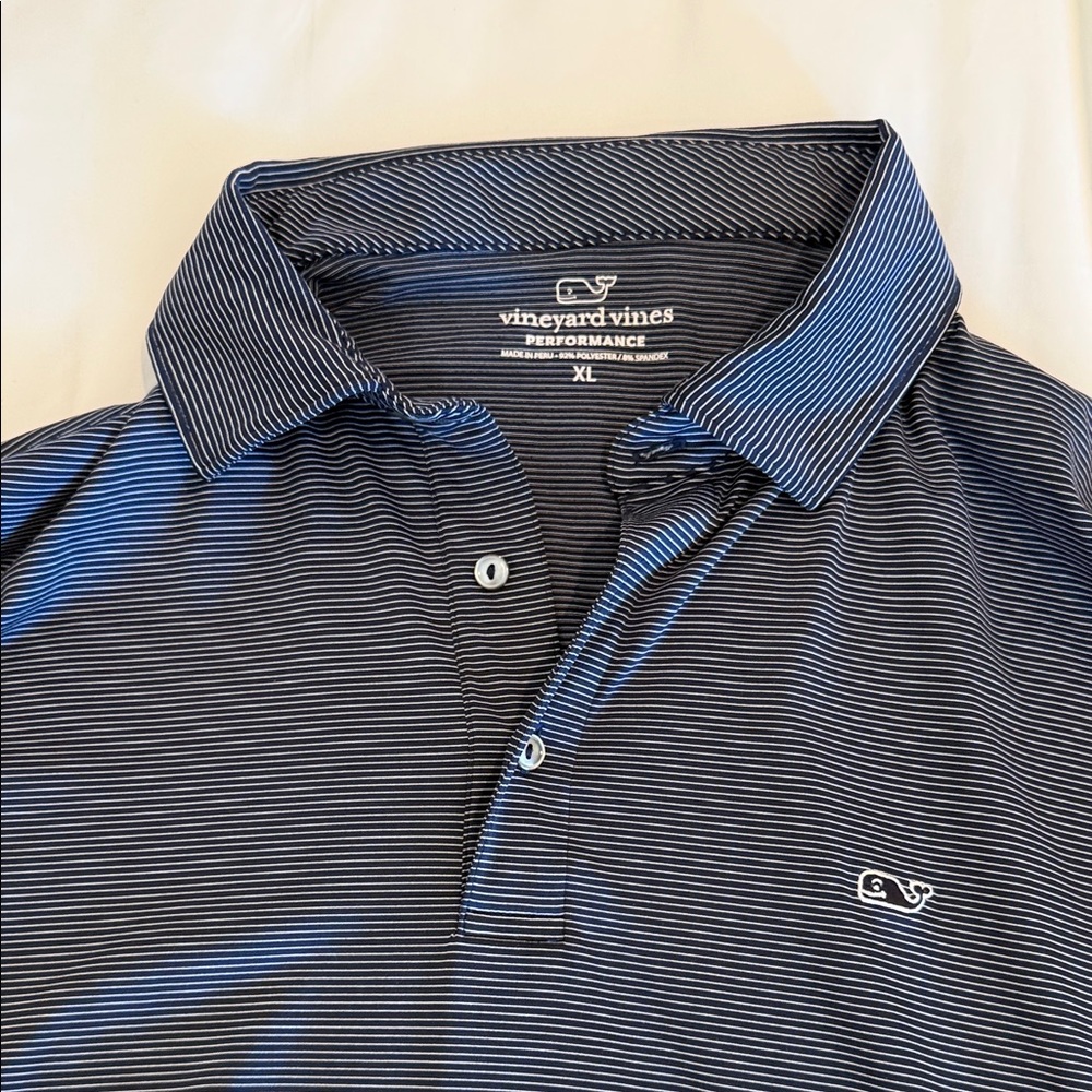 Long Sleeve Vineyard Vines Men's Blue Striped Polo Shirt